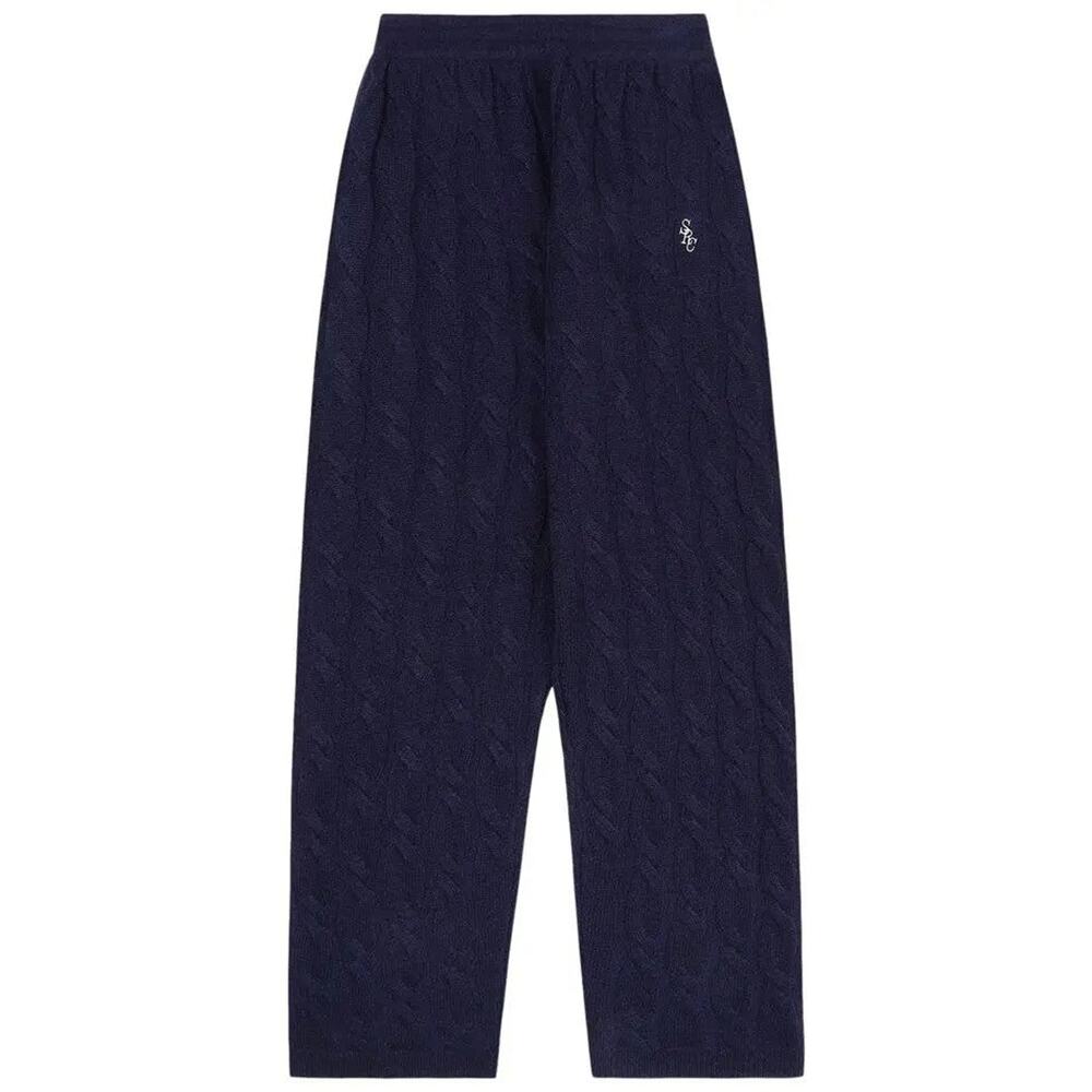 Sporty & Rich Src Cableknit Cashmere Trousers Navy/White - Xs